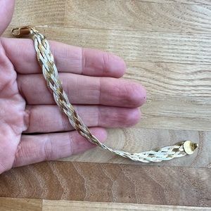 925 Sterling silver two-tone braided chain bracelet